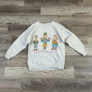 Vintage American Boys Baseball Sweatshirt Cotton Pullover Cartoon 90s Indie